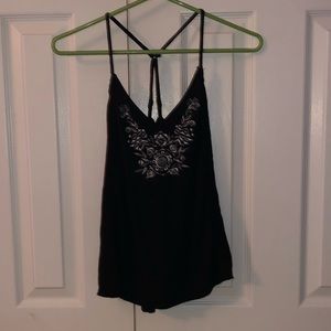 Embroidered cross back tank top